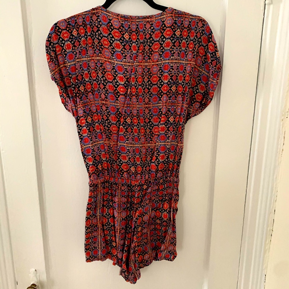 Red Patterned Romper - Picture 3 of 3